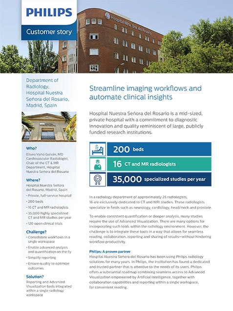 Titelseite des Erfahrungsberichts zur radiologischen Bildbefundung sowie zur Automatisierung der Handhabung klinischer Informationen am Hospital Nuestra Señora del Rosario