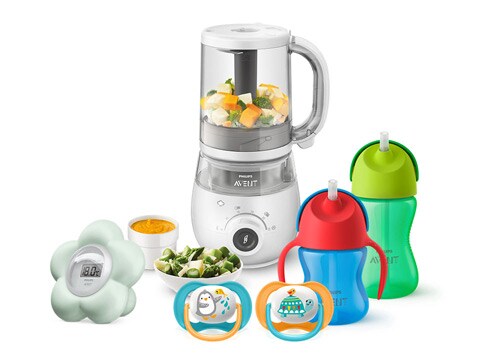 Produits pour jeunes enfants : tasses pour jeunes enfants et robot cuiseur-mixeur 