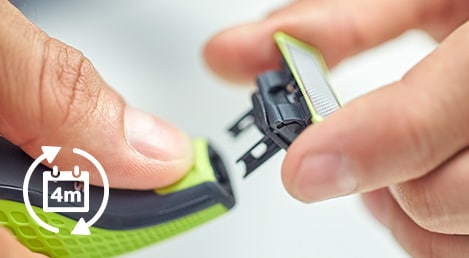 Die langlebige OneBlade Klinge hält bis zu vier Monate