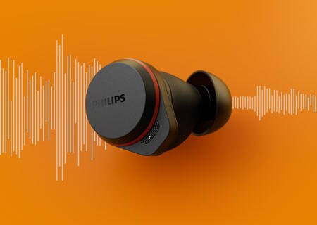 Grafik, die zeigt, wie das Noise Cancelling der Philips True Wireless Sportkopfhörer funktioniert