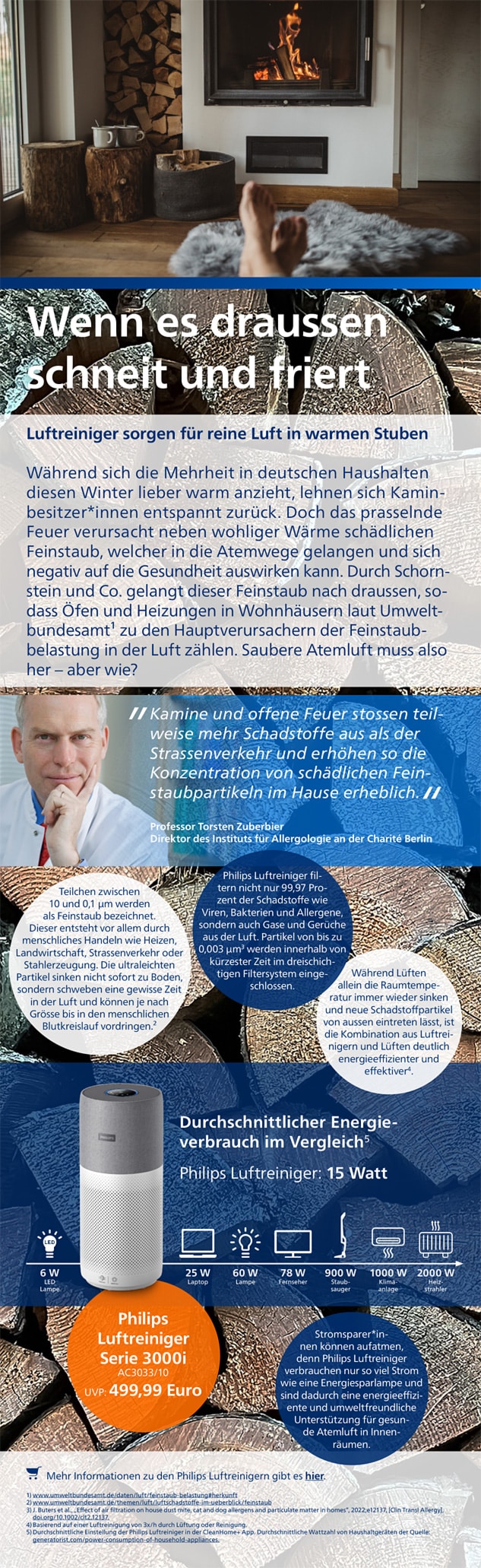 Themensheet Luftreiniger und Feinstaub durch Kamine